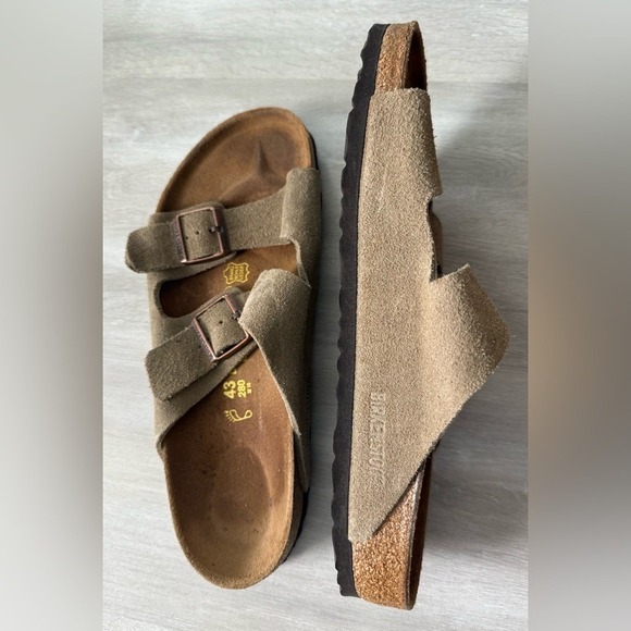 Birkenstock Arizona Suede Taupe Unisex Adjustable Strap Cork Footbed Sandals 43 - Picture 5 of 8